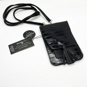 K. Carroll RFID black croc detachable crossbody